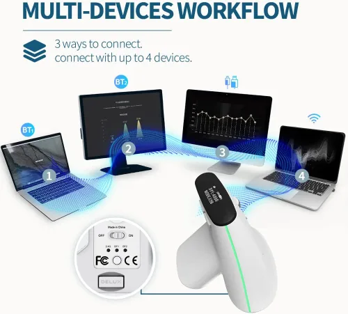 Vista 6 de DeLUX Mouse ergonómico Bluetooth, mouse vertical inalámbrico con pantalla OLED, receptor USB y BT5.0, 4000 DPI, 6 botones, ratones de túnel carpiano