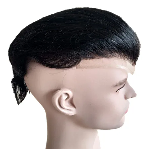 Vista 2 de N.L.W. Sistema de reemplazo de cabello para hombre NLW pelo humano toupee para hombres con encaje HD suave fino Super Swiss 10x8 tamaño base pelos