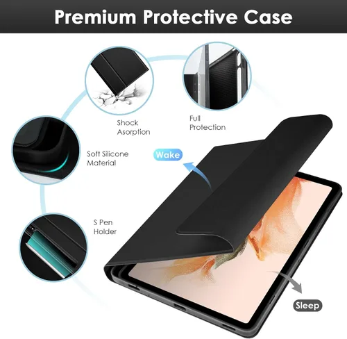 Vista 4 de LAMA Funda con teclado retroiluminado para Samsung Galaxy 12.4 pulgadas S10 Plus/S9 FE+/S9+/S8+, 12.4 pulgadas, S7 FE/S7 Plus, funda desmontable