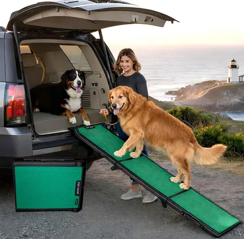 Vista 10 de Rampa Pet Gear de 3 partes de 71 in, Rampa para perro extra amplia de 200 lb, Negro/Gris (Black/Gray, not carpeted)