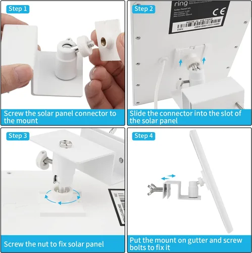 Vista 6 de Soporte de canalón para panel solar, soporte de montaje ajustable de aleación de aluminio resistente a la intemperie, ángulo perfecto para obtener