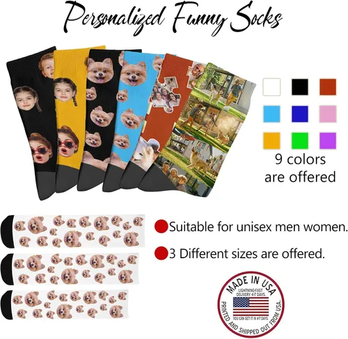Vista 2 de Artsadd Calcetines personalizados Divertidos calcetines personalizados con imagen Regalos para hombres, papá, Día del Padre, cumpleaños