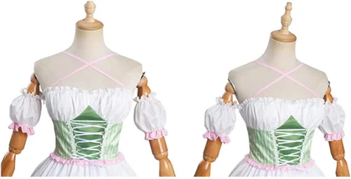 Vista 6 de Yunbei Kanroji Mitsuri Catgirl Vestido Kamado Nezuko Kawaii con falda de delantal de sirvienta, disfraz de cosplay con colas de gato