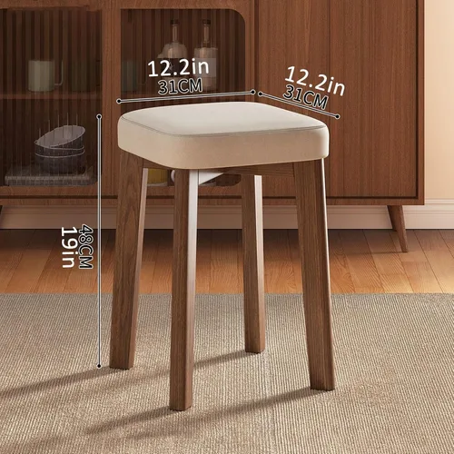 Vista 2 de JKGHK Dining Chairs, Cushioned Backless Bar Kitchen Chairs, Stackable Wooden Nesting Stool, Leather Room Stool, for Home, Office, Dining Room Gris