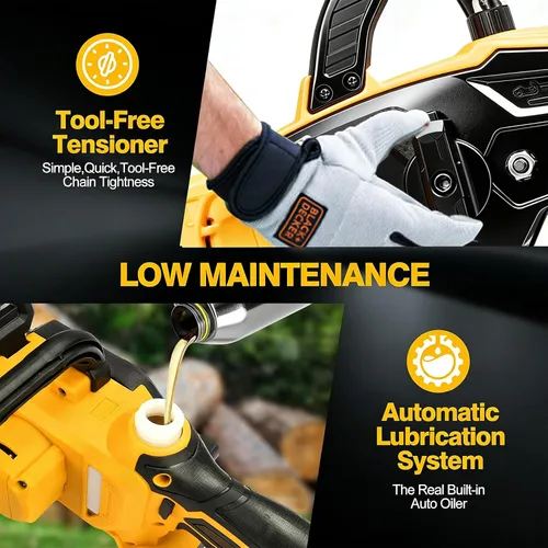 Vista 5 de Mini motosierra inalámbrica de 8 y 10 pulgadas, compatible con batería Dewalt de 20 V MAX, motosierras eléctricas sin escobillas para cortar madera