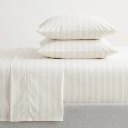 Vista 59 de Martha Stewart - Juego de sábanas tamaño individual con sábana bajera y funda de almohada, ropa de cama de percal de algodón con una sensación