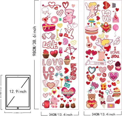 Vista 2 de SUPERDANT Calcomanías de Pared para el Día de San Valentín Lindo Ángel Osito Corazón Romántico Decoración de Pared Calcomanías de Arte de Pared