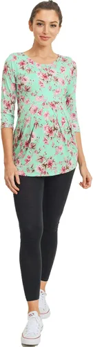 Vista 81 de LaClef - Blusa de maternidad para mujer, cuello redondo, manga 3/4, plisada al frente, estilo peplum