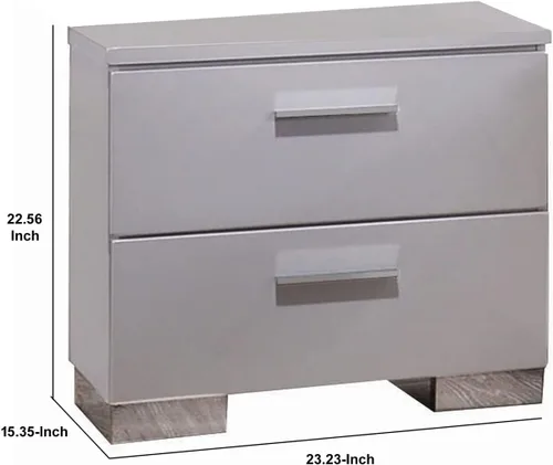 Vista 3 de Acme Muebles Lorimar Mesita de noche de madera con 2 cajones en color blanco