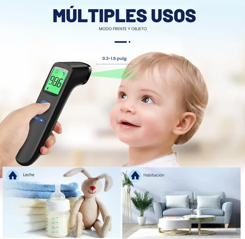 Vista 5 de Termómetro sin contacto para adultos y niños, termómetro digital para bebés con alarma de fiebre, resultado rápido en 1 segundo, fácil de usar, modo