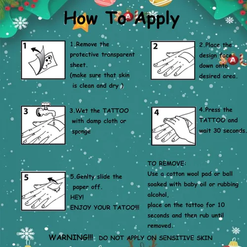 Vista 7 de CHARLENT 148 tatuajes temporales de Navidad para niños, tatuajes individuales de Navidad para niños, recuerdos de fiesta de Navidad, relleno