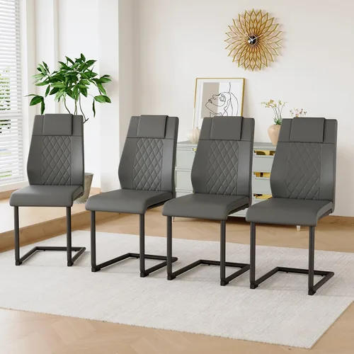 Vista 19 de gopop Juego de 4 sillas de comedor, modernas sillas de cocina y comedor con patas de metal galvanizado, sillas laterales tapizadas para comedor