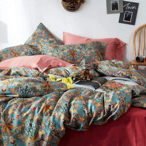 Vista 2 de EAVD Funda de Edredón Floral de Estilo Vintage Individual Suave 100% Algodón Juego de Ropa de Cama con Flores para Niñas Mujeres Reversible Elegante