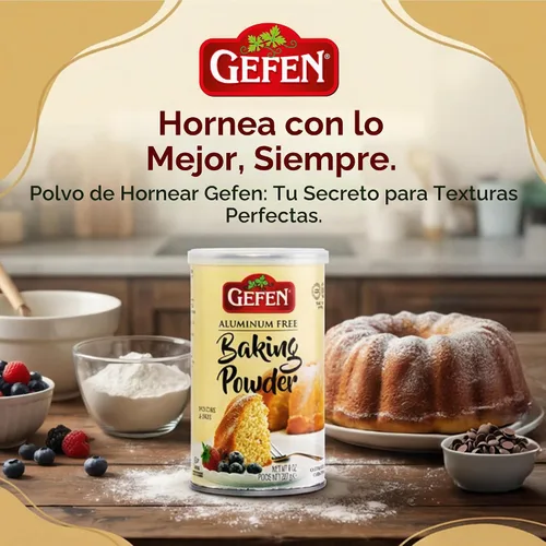 Vista 3 de Gefen Polvo de hornear sin aluminio, 8 onzas (paquete de 2), total de 1 libra, sin gluten, sin almidón de maíz
