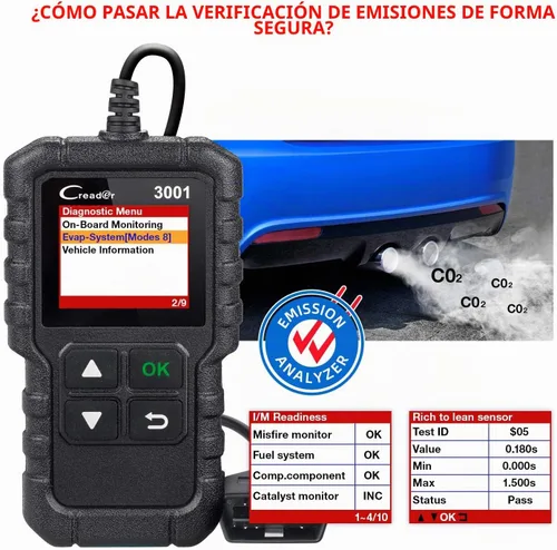 Vista 7 de Launch Escáner Creader 3001 OBD2,Lector de código de falla del motor