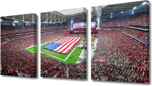 Vista 64 de TUMOVO MetLife Stadium - Decoración de pared de Nueva York, 3 piezas, lienzo, arte de pared para decoración del hogar, juegos de fútbol americano
