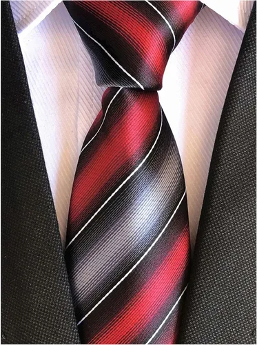 Vista 105 de Secdtie Corbata clásica de seda tejida jacquard a rayas para hombre