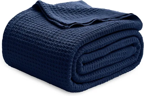 Vista 44 de Bedsure Gentlesoft - Manta de 100 % algodón, tamaño Twin XL, para dormitorio universitario, transpirable y suave, manta Twin de tejido waffle
