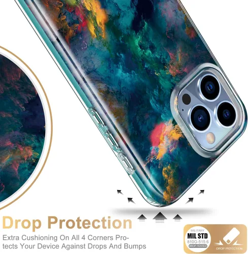 Vista 4 de Esdot - Funda para iPhone 15 Pro con protector de pantalla integrado, cubierta duradera con diseños modernos para mujeres y niñas, funda protectora