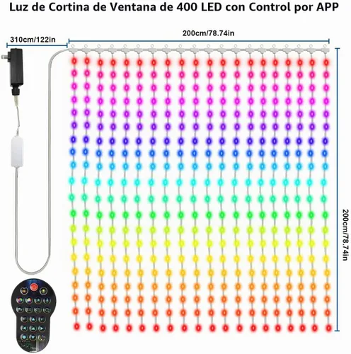 Vista 9 de AKEPO Luces LED inteligentes programables para colgar en ventana, IP65 400 RGB LED APP Control DIY texto y patrón de luces de hadas para propuestas