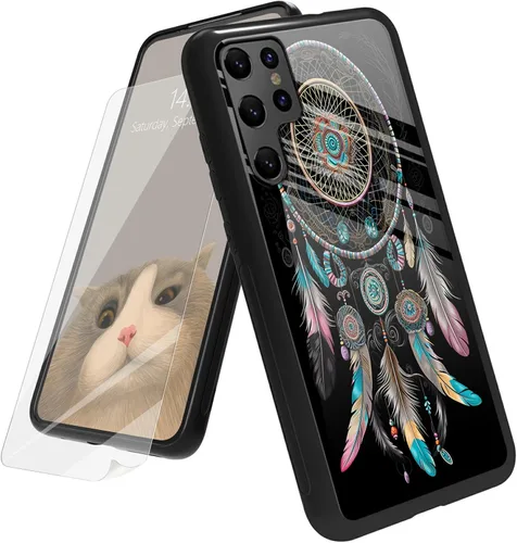 Vista 118 de Funda para Samsung Galaxy A12 5G con protector de pantalla, parte trasera de vidrio templado + TPU de silicona suave que absorbe los golpes