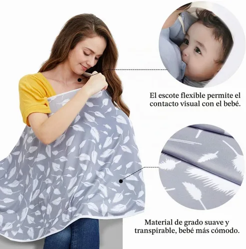 Vista 4 de Funda de lactancia para bebé y poncho de lactancia, cubierta multiusos para toldo de asiento de automóvil, cubierta de carrito de compras, cubierta