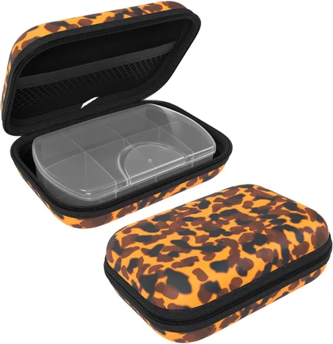 Vista 9 de EZY DOSE Pastillero de farmacia de bolsillo rígido, con bolsa con cremallera, diseño fácil de usar, portátil y perfecto para el uso diario, 8 Negro