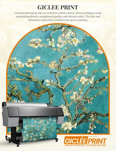 Vista 6 de Serie de pinturas de Vincent Van Gogh (favoritos). Reproducción de arte clásico de Van Gogh, impreso en lienzo, Algodón, Almond Blossom, 16x20