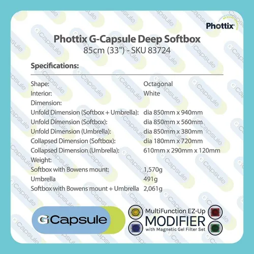 Vista 7 de Phottix G-Capsule PH83724 - Caja de luz profunda de 85 cm (33")
