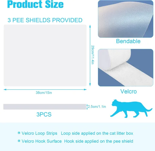 Vista 5 de 3 piezas de caja de arena para gatos escudos para orina, protector contra 3 unidades.