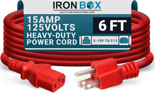 Vista 25 de IronBox Electric - Cable de Alimentación de Servicio Pesado 5-15P a C13 - Cable PC SJT 14/3 de 3 Clavijas 15A 125V - Cable para Computadora