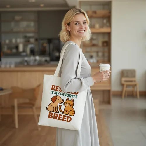 Vista 7 de itgowisa Bolsa de lona reutilizable con cremallera y asas, bolsillo grueso, para compras, compras, playa, regalo Adoptdontshop