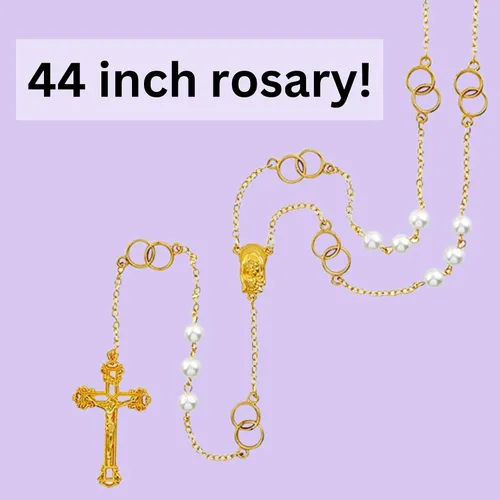 Vista 5 de Rosario de doble lazo de boda de perlas de imitación, collar simbólico que envuelve recién casados, joyería memorable para parejas, 44 pulgadas