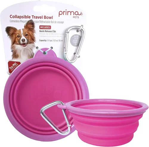 Vista 10 de Prima Pet Plegable Silicona Food & agua Tazón con clip de viaje para perro y gato, tamaños disponibles: pequeño (1,5 tazas) & Grande (5 tazas), Agua