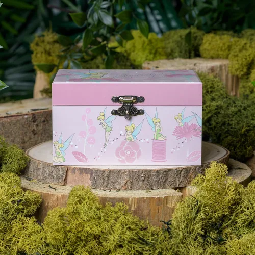Vista 3 de Happy Homewares Peter Pan Tinkerbell Pink Pixie Dust Glitter - Joyero musical para una niña o amante - Con licencia