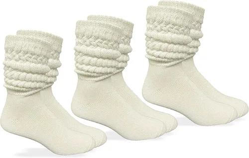 Vista 8 de Jefferies Socks Calcetines Slouch de Punto de Algodón Grueso y Pesado para Hombre, Paquete de 3 Pares Blanco