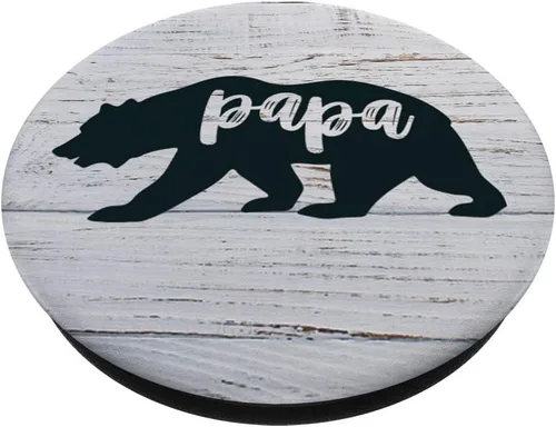 Vista 2 de Papa Bear Wood Art Cute - PopSockets Grip and Stand for Phones and Tablets