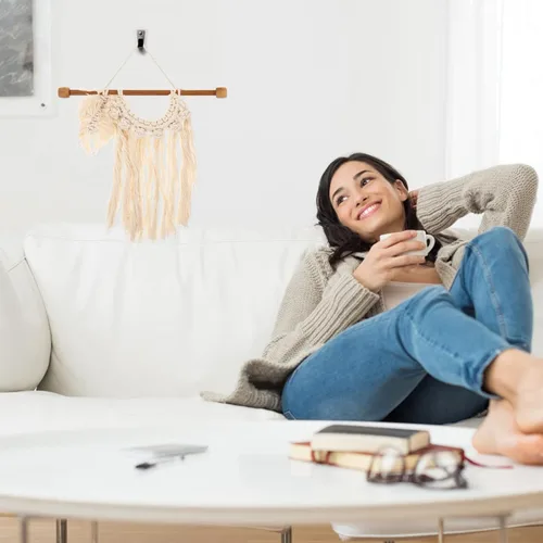 Vista 7 de EXCEART Varillas de bambú para colgar en la pared, 4 varillas de madera de 12.12 pulgadas para colgar en la pared, accesorios de tapiz