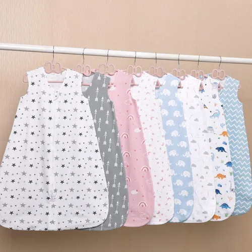 Vista 7 de david's kids Saco de dormir 100% algodón orgánico para bebé de 6 a 12 meses, mantas suaves para bebé con cremallera de 2 vías, paquete de 2 cómodos