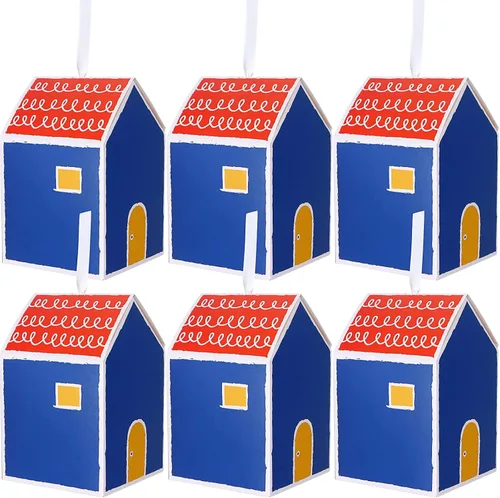 Vista 3 de Haomian - 20 cajas de regalo en forma de casa para golosinas Estilo de casa alta azul