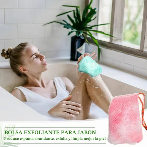 Vista 5 de 8 bolsas de jabón de barra de malla para guardar jabón, bolsa de esponja