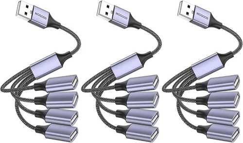 Vista 8 de MOGOOD Divisor USB, adaptador electrónico USB 2.0 de 4 puertos, concentrador USB multizócalo para transferencia de datos y carga de energía