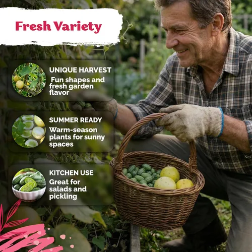 Vista 3 de Semillas de vegetales tradicionales de la colección de pepino para plantar