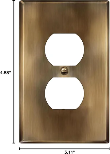 Vista 8 de LIDER Placa de pared de metal para receptáculo dúplex, cubierta de salida de acero inoxidable, resistente a la corrosión, tamaño mediano de 1