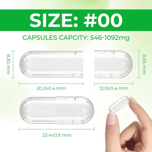 Vista 2 de AngtaiJN 500 cápsulas vegetarianas transparentes, tamaño 00 cápsulas de píldoras de bricolaje, tapas vacías, con cuchara de micro laboratorio