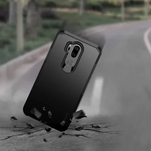 Vista 7 de J&D Funda protectora resistente de doble capa híbrida a prueba de golpes para LG G7 ThinQ, funda protectora resistente, color negro