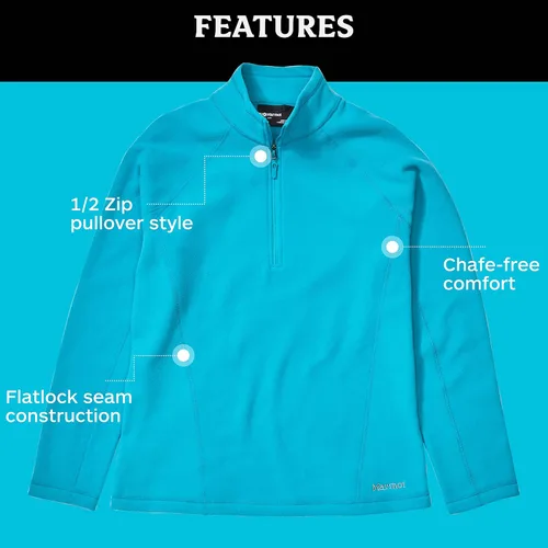 Vista 4 de MARMOT Chaqueta Rocklin con media cremallera para mujer, ligera, de vellón, azul esmalte, talla S