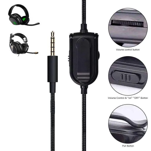 Vista 2 de A10 A40 2.0M en línea silencio y control de volumen Cable auxiliar de audio para Astro A10 A40 Gaming Cable Chat compatible con Xbox One, Xbox