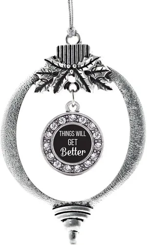 Vista 407 de Inspired Silver - Adorno de cromosoma 21 con dije de círculo de plata con joyas de circonita cúbica