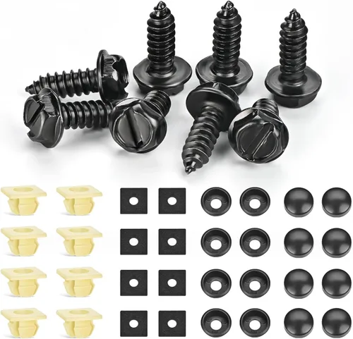 Vista 15 de GOOACC Juego de tornillos para placa de matrícula, tornillos de acero inoxidable con tuercas de nylon para sujetar placas de matrícula delanteras